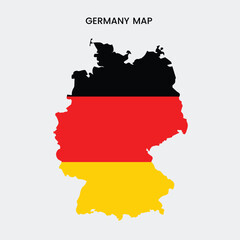 Obraz premium A map of Germany with the country's flag colors on a light gray background