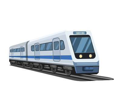 Light Rail Transit Train on Railway Track Illustration Vector