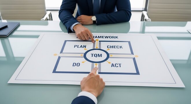 TQM Total Quality Management, PDCA Cycle, Continuous Improvement, Business Process Framework