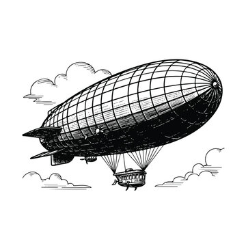 Vintage Blimp Airship in Flight.