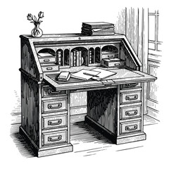 Fototapeta premium Vintage wooden roll top office desk.