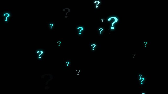 Cartoon comic question marks flying animation on green screen with particles seamless loop confused concept motion graphics for educational presentations creative video overlays