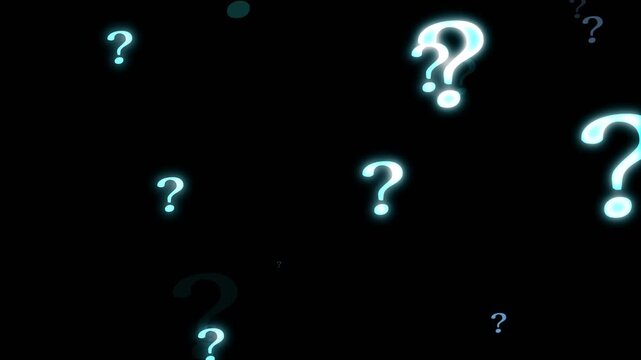 4K animation of flying question marks on chroma key green background with particle effects seamless looping confused concept ideal for educational videos