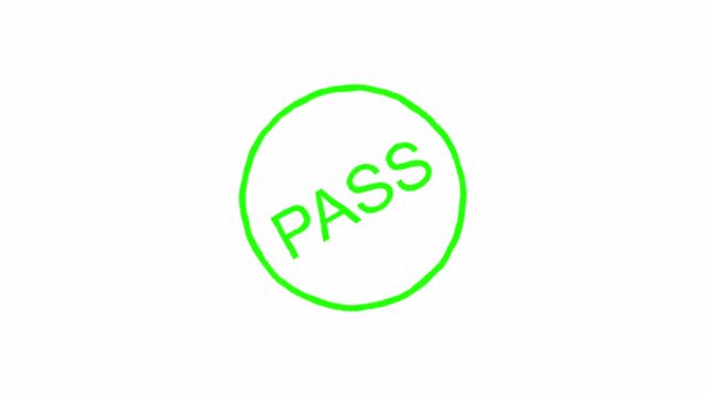 Pass rubber stamp animation on a transparent background, Pass stamp effect animation with alpha channel