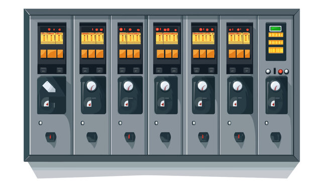 A stylized illustration depicting a control panel with various gauges and indicators
