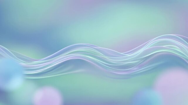 Soft pastel gradient waves and glassy lines form a calming minimal background. Modern abstract design for wellness, beauty, tech branding, presentations, and website headers with copy space