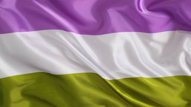Genderqueer Pride Flag Background, Elegant Rippled Silk Fabric Texture