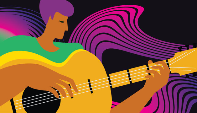 A man playing guitar, music poster, flyer