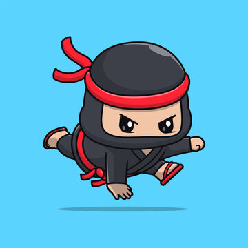 Cute Ninja Jump Cartoon