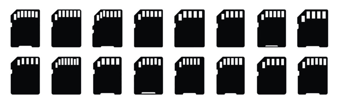 memory card silhouette icon set