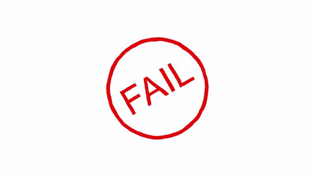 Fail rubber stamp animation on a transparent background, Fail stamp effect animation with alpha channel