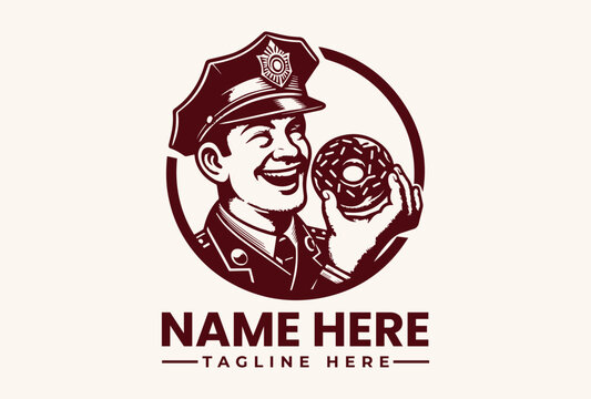 Police officer eating a donut logo.