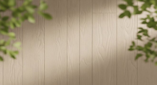 Light beige vertical siding with green foliage border