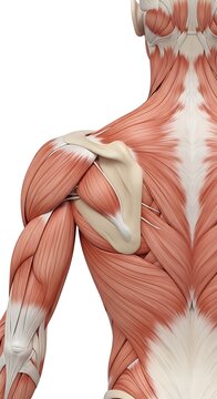 Human muscle anatomy back view.