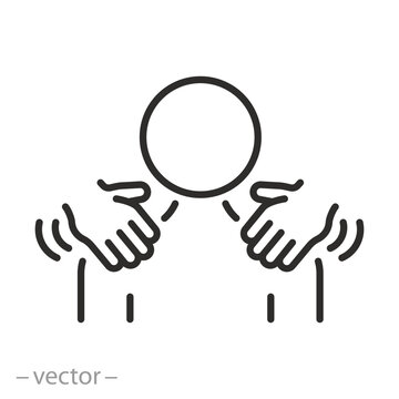neck and collarbone massage, shoulder massage icon, thin line symbol - editable stroke vector illustration