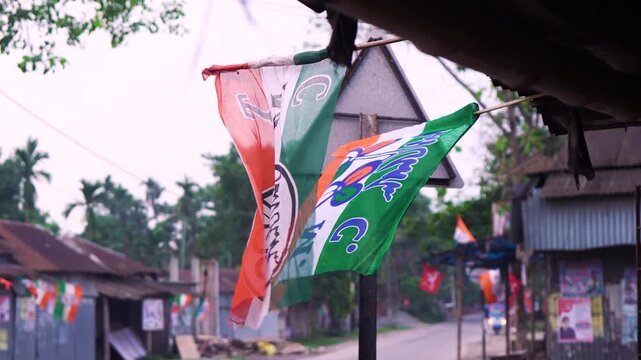 TMC Party Flag Waving During West Bengal Election Campaign April 2026