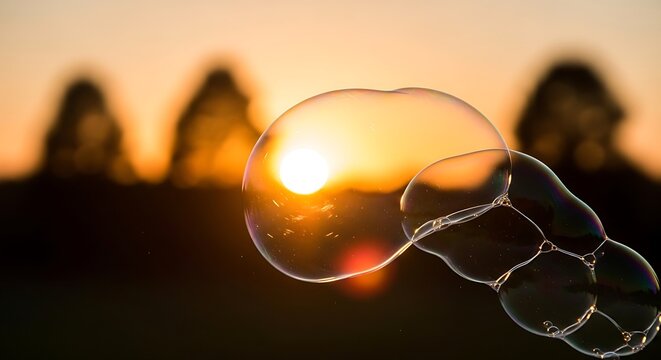 beautiful water bubbles floating in air sunny background cozy view 