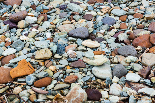 Colourful, ocean tumbled stones