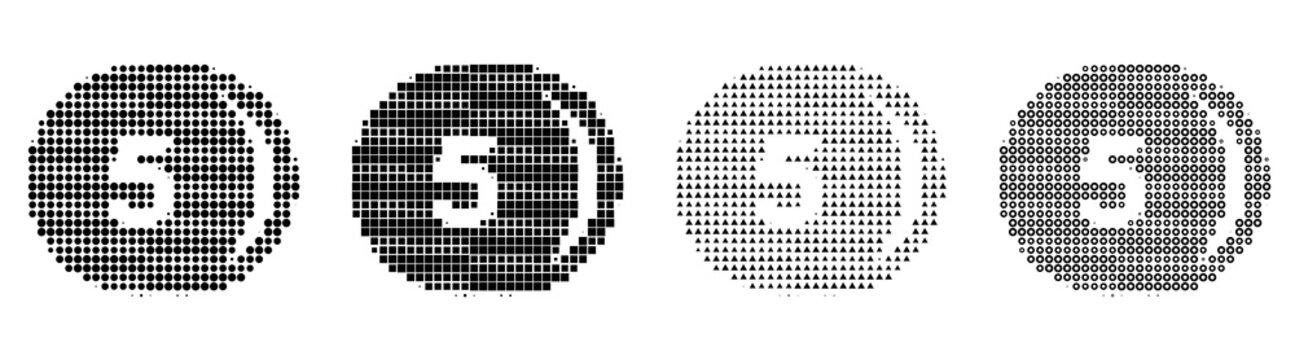 Vintage halftone average icons with orange red duotone. Price & sale icon collection and design. Editorial illustration. High-contrast monochrome detail.
