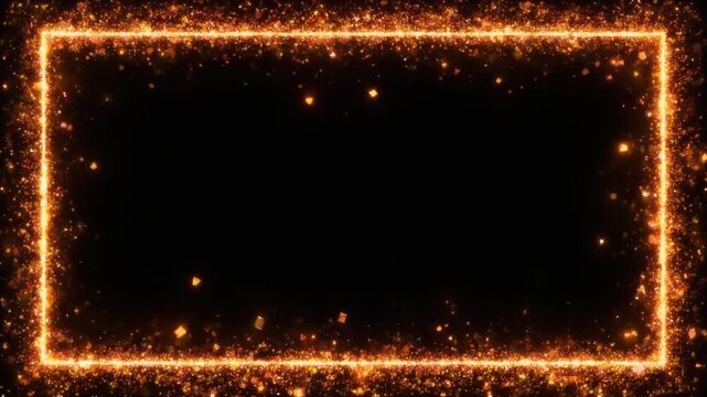 熱気あふれるキラキラ動画フレーム素材（黒背景）