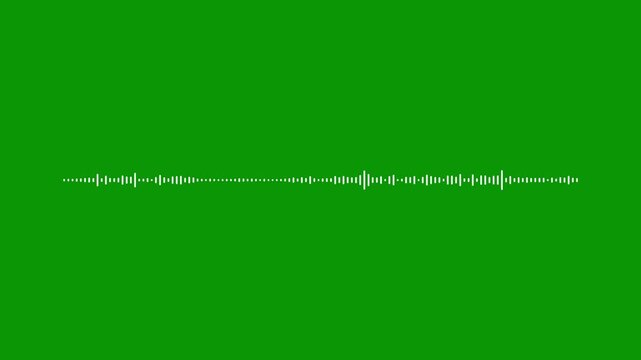 Audio wave digital frequency, white audio waveform spectrum animation, animated sound wave spectrum, audio visualizer, music equalizer, sound waves on green screen background 4k video