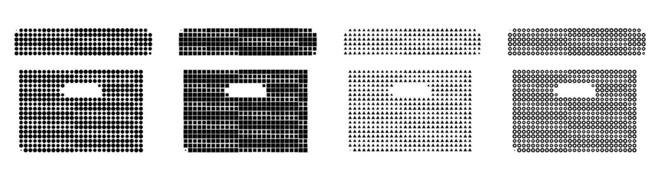 Retro halftone icon collection - box. Delivery icon collection and design. Vintage dot pattern illustration. Distressed magazine print finish. Old-school silkscreen design.