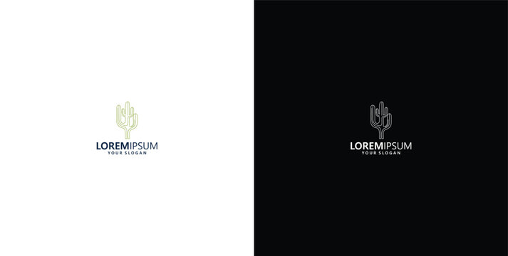 cactus logo design line art logo ideas, templates, plants, smart premium vectors