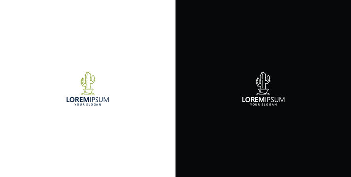cactus logo design line art logo ideas, templates, plants, smart premium vectors