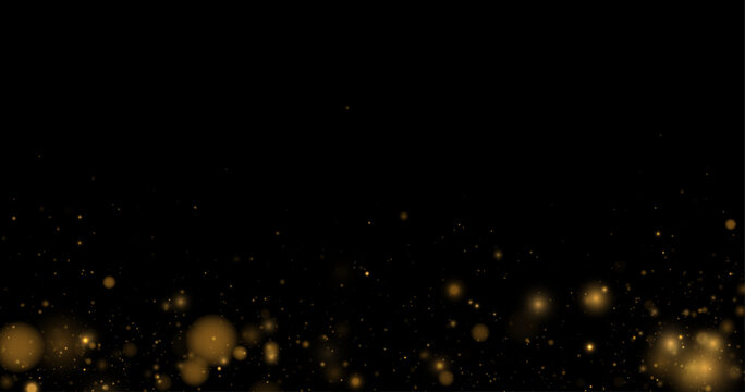 Golden sparkles float like fireflies creating warm glowing night effect. Perfect for fantasy visuals, overlays, and celebration designs. Enhances dreamy atmosphere.
