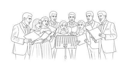 Obraz premium A group of people singing together.