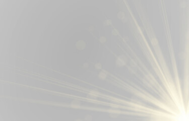 Fototapeta premium Soft golden sun rays with elegant haze and gentle streaks. Warm glow creates friendly summer style. Perfect design element for banners. png
