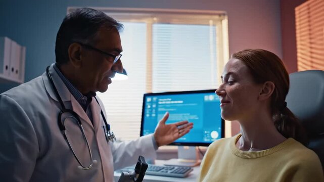 Eye Doctor Examining Young Patient in Modern Clinic With Professional Equipment