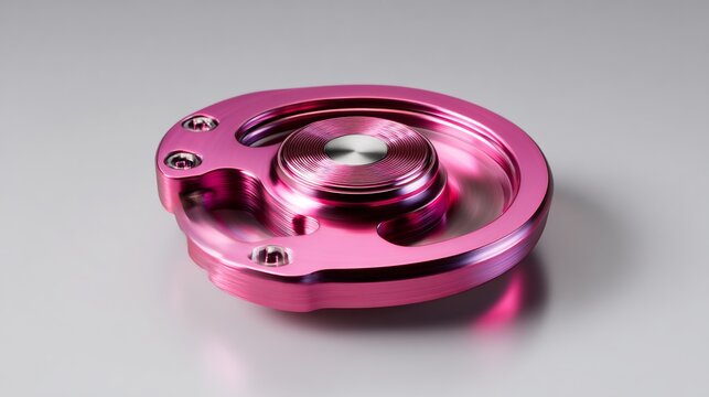 Bold Pink Metal Fidget Spinner, High-End EDC Tool for Focus and Stress Relief, Minimalist Design