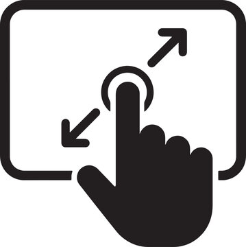 Tablet pinch zoom gesture icon vector illustration, hand touch screen resize interface design