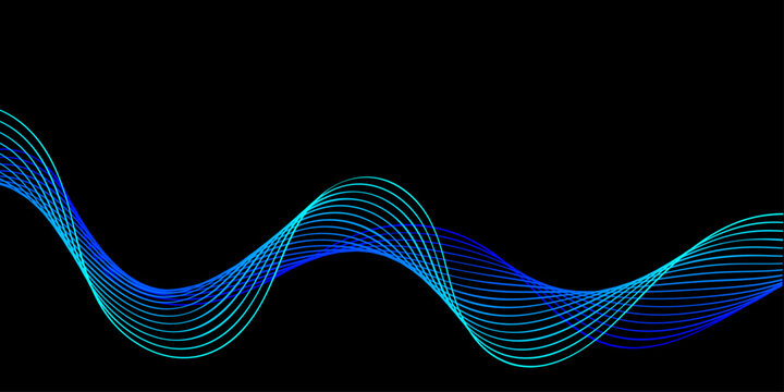 Abstract digital art illustration featuring futuristic blue fractal wave lines in a motion pattern design for a web wallpaper backdrop concept