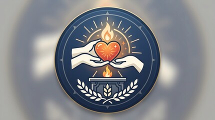 Fototapeta premium Heart Flame Symbol Emblem Logo Design.