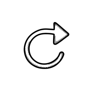 Circular Arrow Icon of a Refresh or Reload Symbol in a Doodle Style