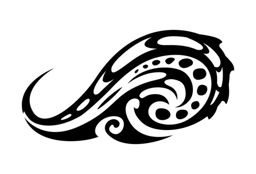 New Zealand Maori tribe tattoo or sign. Samoan culture graphic print, tribe warrior abstract vector sign. Hawaiian tribal motif monochrome tattoo or New Zealand ethnic black symbol