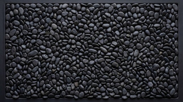 Black gravel texture for background, top view.