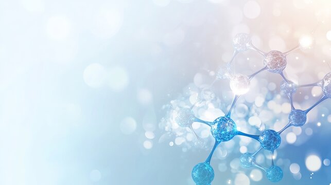 An abstract representation of molecular structures with a soft, glowing background effect