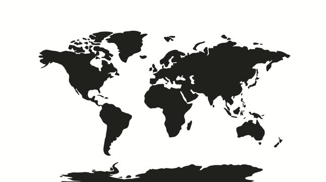 World Map Silhouette Vector &ndash; Global Earth Minimalist Clipart for Travel & Education