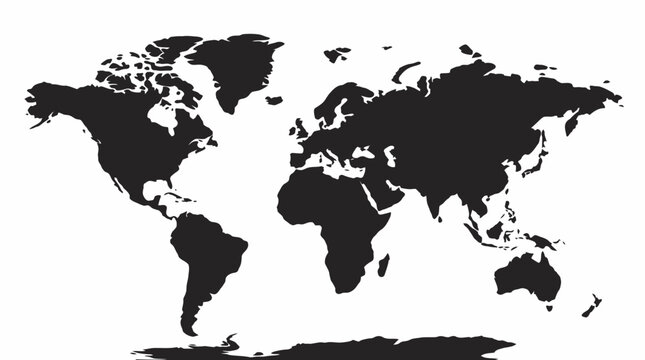 World Map Silhouette Vector &ndash; Global Earth Minimalist Clipart for Travel & Education