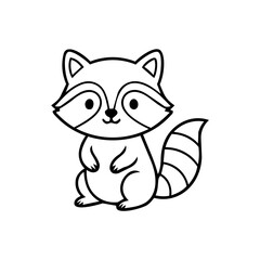 Obraz premium Adorable cartoon raccoon illustration for childrens coloring books.