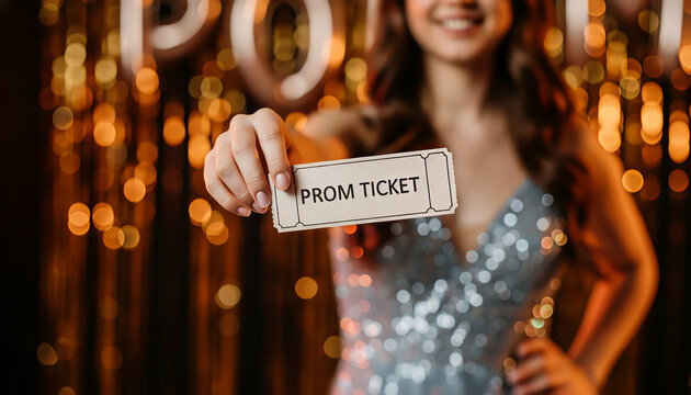 Hand holding a prom ticket symbolizing anticipation