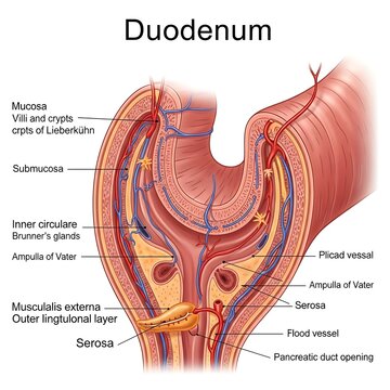 Anatomy of the human duodenum intestine.