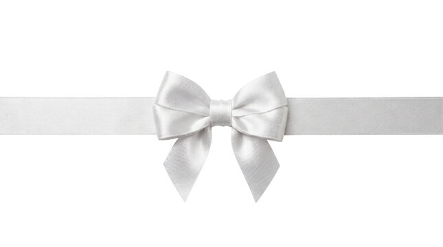 White satin ribbon bow on transparent background