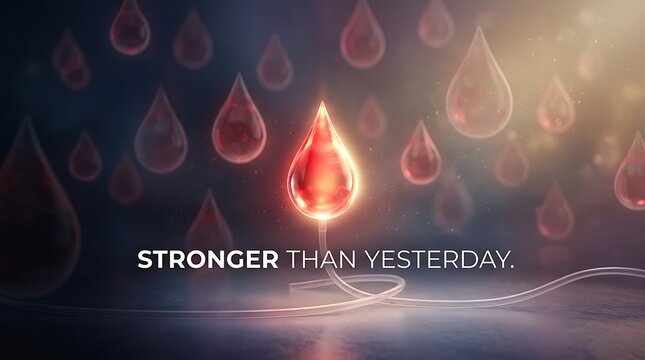 World Blood Cancer Day Graphic with Glowing Drop and Typography