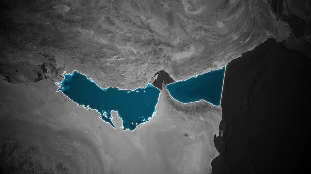 Persian Gulf Gulf of Oman with Strait of Hormuz Map Animation