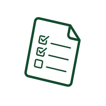 A green icon of a checklist on a piece of paper with two checked boxes and one unchecked box