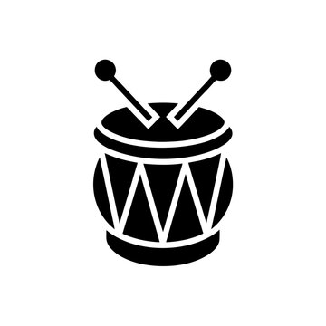 Black snare drum with drumsticks icon